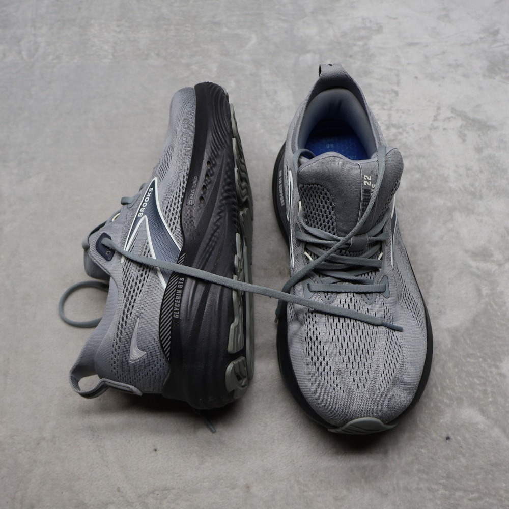 Brooks Mens 10.5 4E Running Shoes Grey Glycerin GTS 22 Cushioned Chunky Athletic